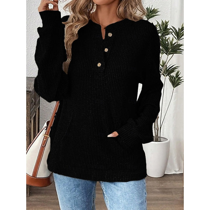 Nadia | Ribbed Button Henley Top