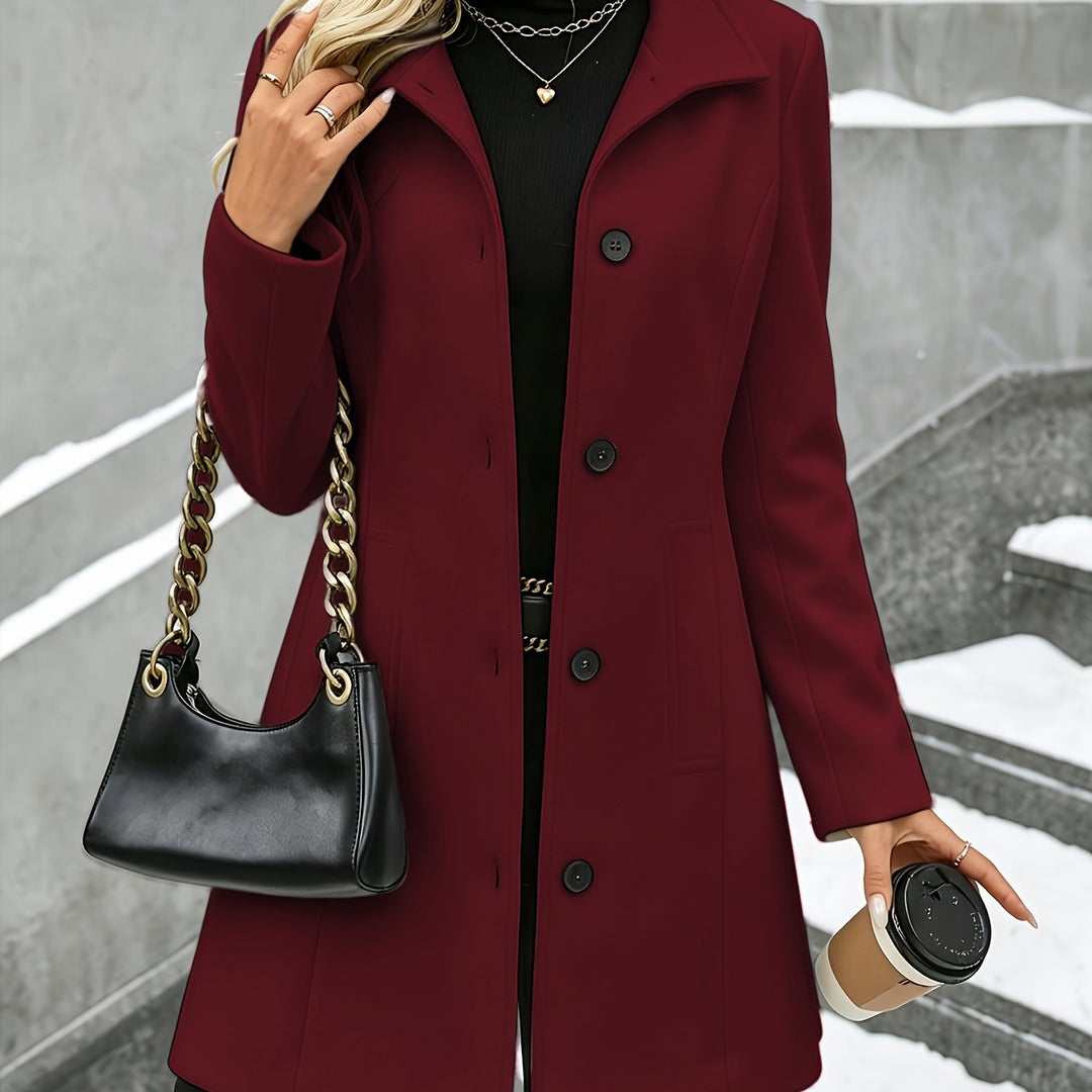 Elena | Tailored Tweed Overcoat with Stand Collar