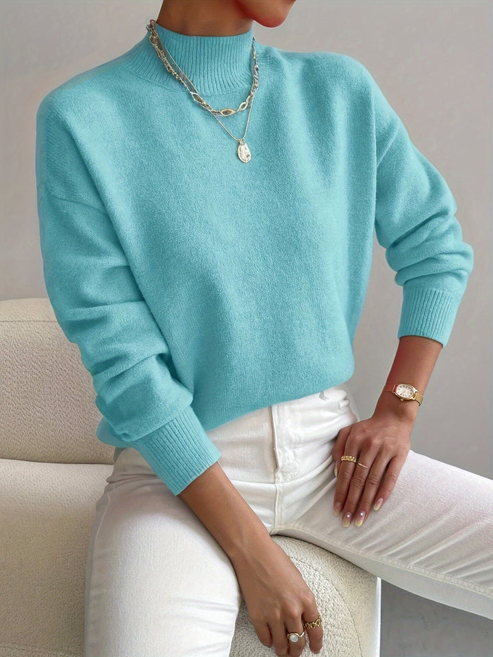Rosalie | Mock Neck Drop-Shoulder Pullover
