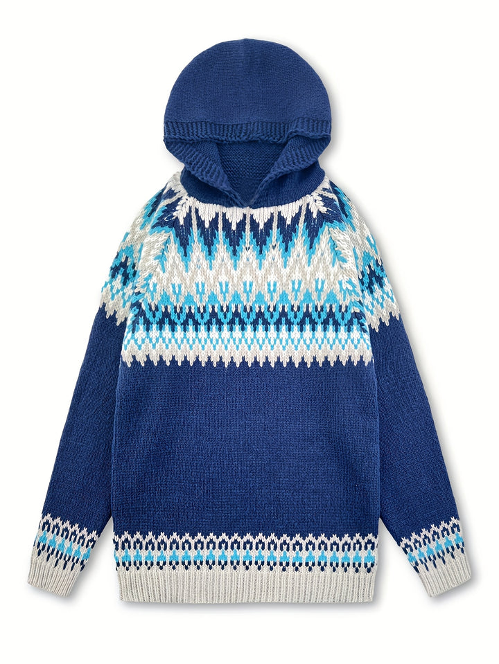 Nova | Chunky Snow-Print Hooded Sweatshirt