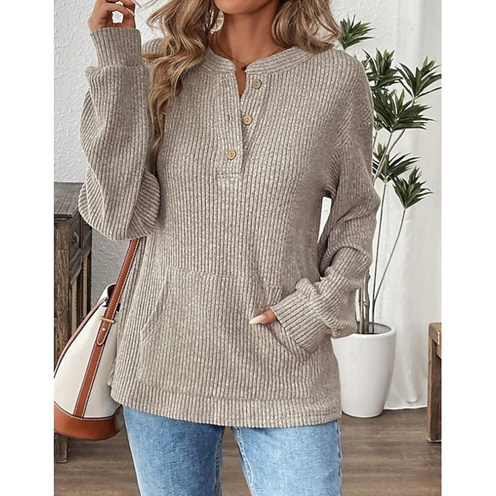 Nadia | Ribbed Button Henley Top