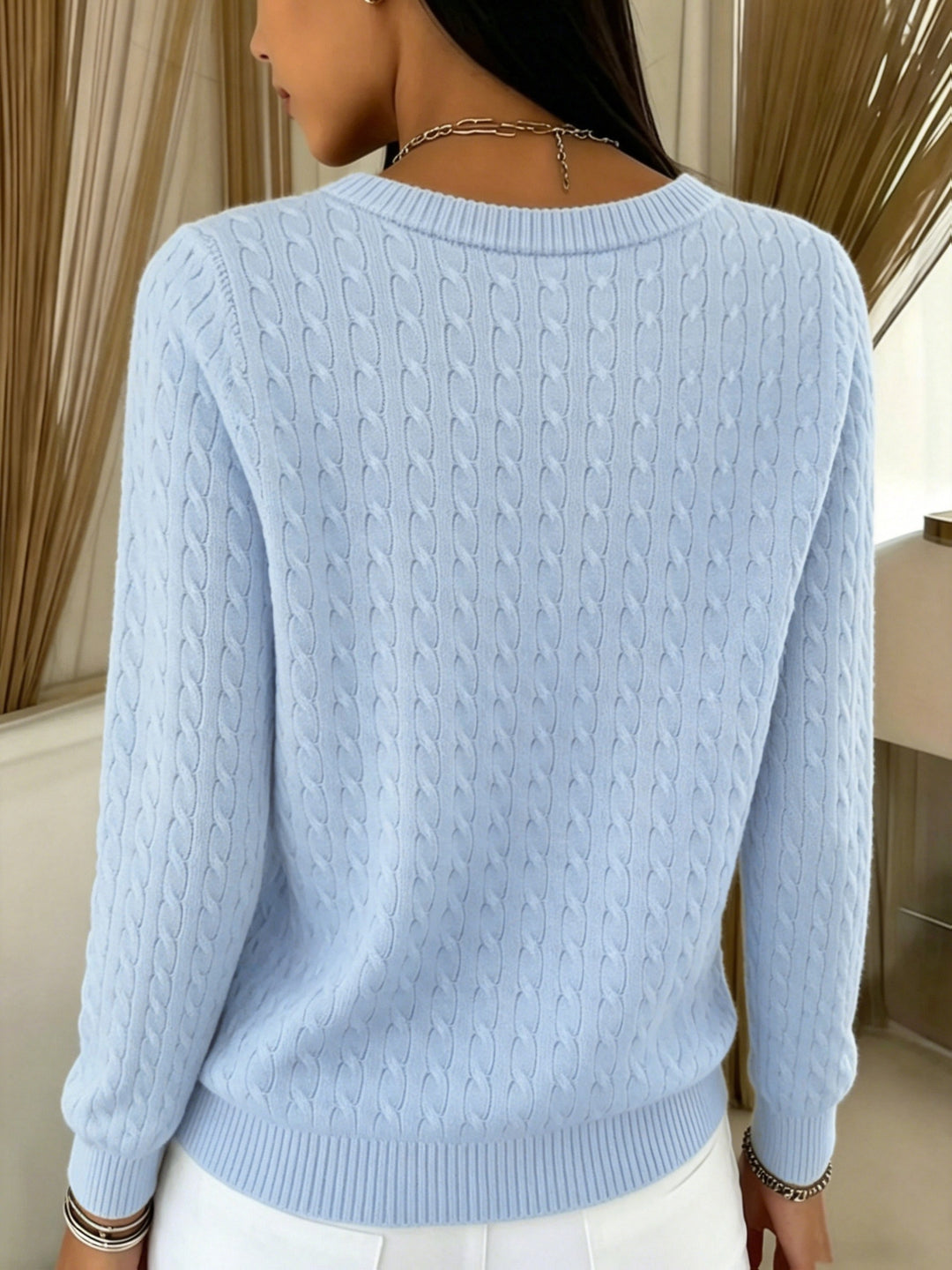 Simone | Twist-Front Round Neck Cardigan