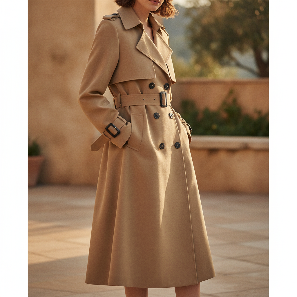 Albane | Women Brown Belted Trench Coat Double Breasted