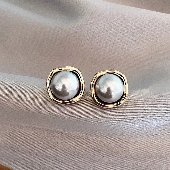 Luxe Black Pearl Stud Earrings