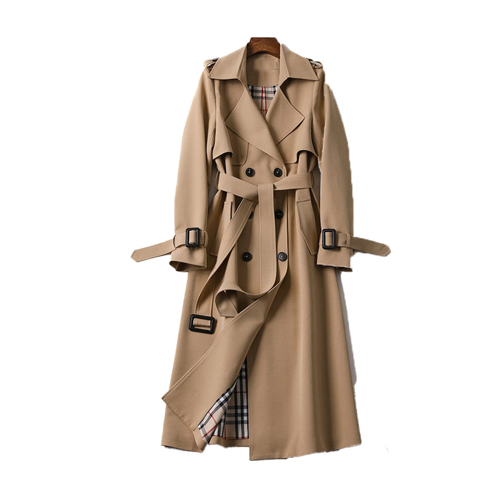 Albane | Women Brown Belted Trench Coat Double Breasted