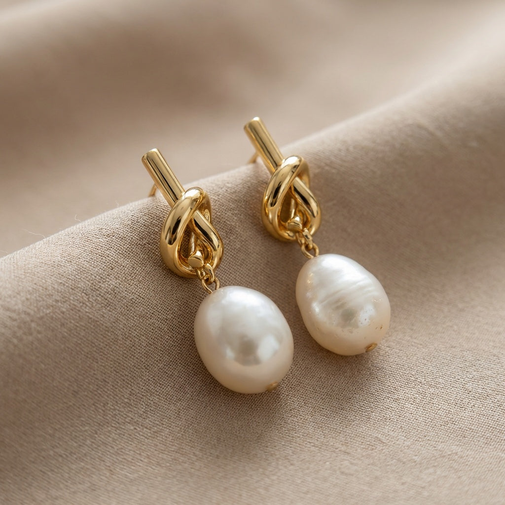 Knotted Pearl Earrings