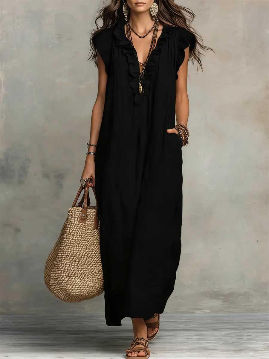 Sienna | Boho Ruffle Maxi Dress
