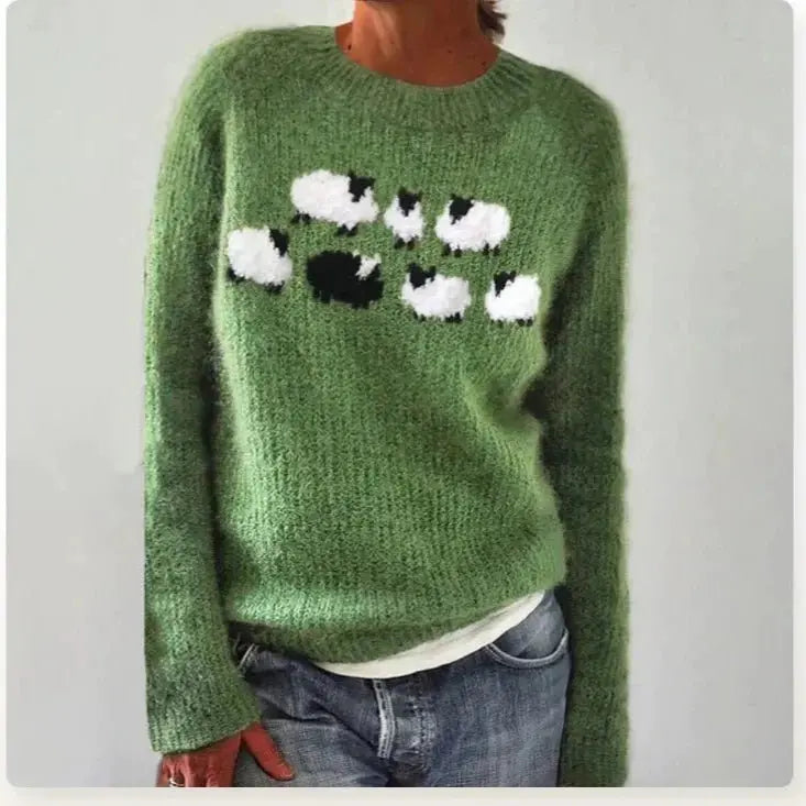 Olivia | Women's Nordic Jumper Boat Neck Relaxed Fit Multicolour