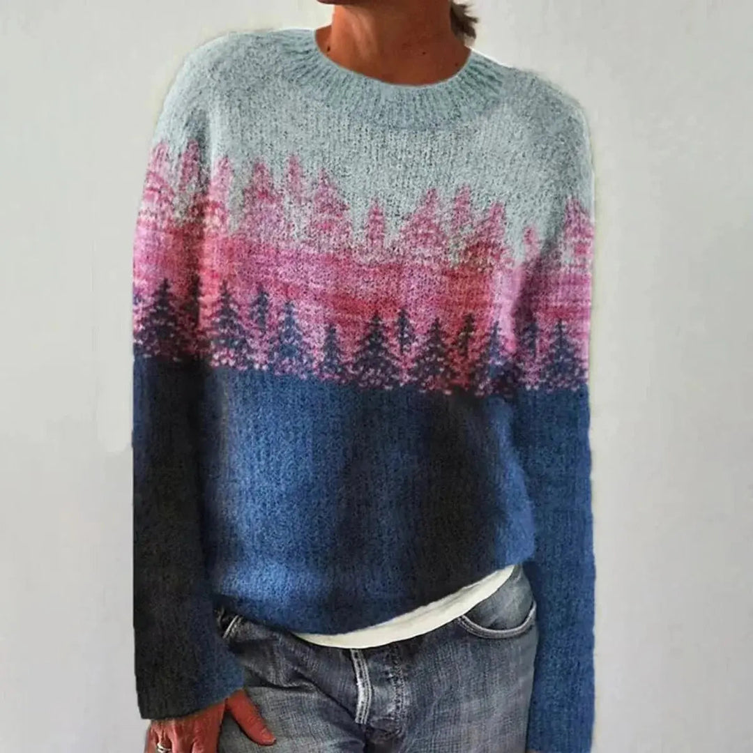 Olivia | Women's Nordic Jumper Boat Neck Relaxed Fit Multicolour